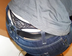 Lacey Black Panties Whale Tail Closeup Photo