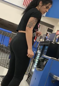 Walmart sexy brunette in leggings with a nice ass