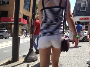 Philly girl with a nice ass in white shorts with vpl