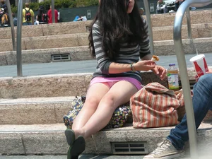 Bunch of sexy girls upskirted at parks showing their panties and asses