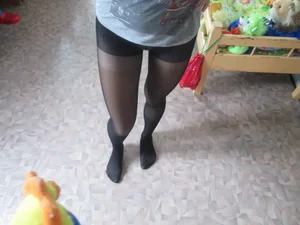 Hot Legs in Black Pantyhose Candid