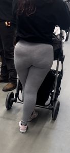 Youthful milf in gray spandex