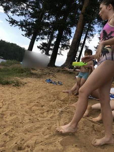 Girls in One-Piece Body Swimsuits Running Towards Water and Swimming - Beach Photo Gallery