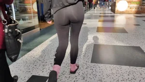 Blonde teen in see thru leggings