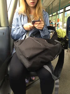 Girl in Black Tights Bus Candid