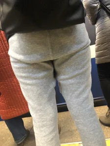 Girl in Loose Sweatpants Subway Closeup Creepshot