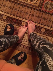 Slim Legs And Feet With Red Pedicure Home Selfie