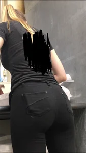 Hot coworker with a nice ass in tight black jeans