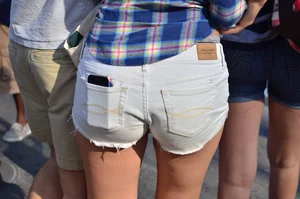 Tight white shorts