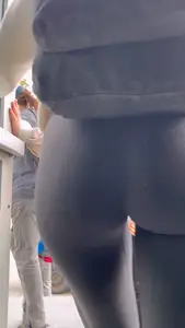 Tall Blonde College Girl In Black Leggings