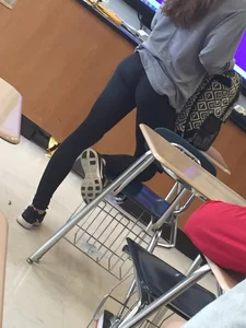 Hot Girl Wearing Yoga Pants in a Classroom - Nice Booty