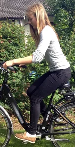 Cute Skinny Candid Teen in Tight Black Jeans On a Bike