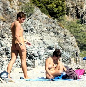 Nude beach and topless girls