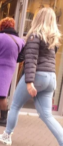 Various hot butts in tight jeans on the street and inside cafes, some teens too