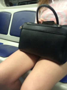 Hot Legs in Denim Mini Shorts Subway Train Candids