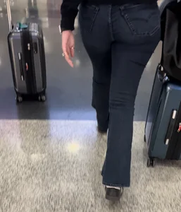 PAWG Hotwife in Tight Jeans Capped at Airport (OC + GIFS)
