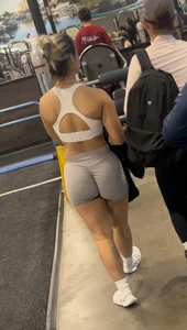 Gym Latina with thick ass and legs in spandex shorts OC
