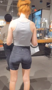 Red head babe with tight Ass in LULU Shorts   / not Oc
