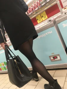 Black Pantyhose Supermarket Candid