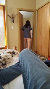 Skinny Girl Changing in Bedroom - Home Creepshot in Lingerie