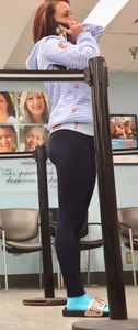 Milf at the pharmacy in tight leggings with a nice booty
