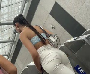Hottie in tight white jeans at the station today