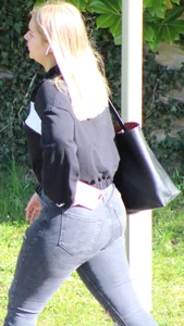 Cute Teen Squeezed Into Some Tight Grey Jeans