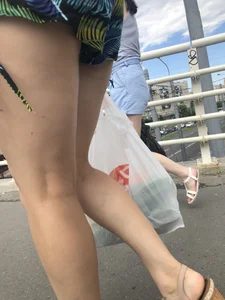 Sexy Butt And Legs in Denim Shorts - Candid Girl in Sandals Walking Up the Stairs Creepshots Gallery