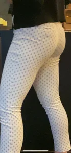 Fit asses!  White tight trousers + Skinny babe in black leggings
