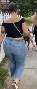 Huge ass in blue jeans suburban creepshots