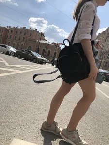Teen in Pantyhose And a Mini-Skirt Street Crosswalk Creepshots Gallery