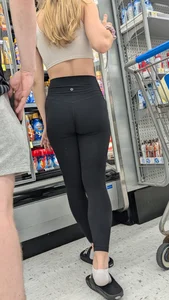 Blondy tight Girl in black legging. OC