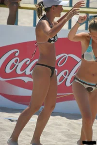 A bunch of sexy beach voyeur babes in bikinis, thongs and topless