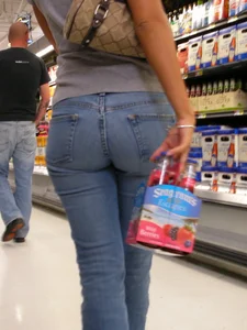 Brunette shopping at Walmart in jeans with nice booty