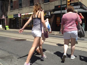 Philly girl with a nice ass in white shorts with vpl