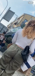 Jiggly round ass of a blonde beauty in cargo pants + Face shots