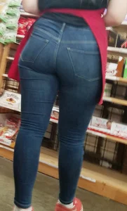 Ass in Blue Tight Jeans Supermarket Candid Shots