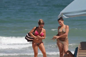 Big collection of various sexy girls on a beach in bikinis