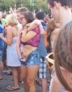 Guy Stuffing Touching His Girlfriend's Pussy on the Street