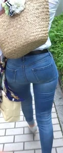 Girl with a big ass in tight jeans