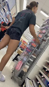 Bubble butt in tight little shorts