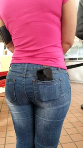 Latin milf in tight jeans showing hot ass