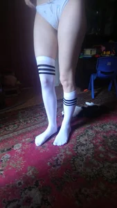 Girl in Panties and Knee Socks Home Candid Photo