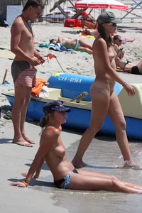 Nude beach and topless girls