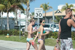 Sexy Florida beach bikini girls, some topless
