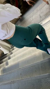 Bubble Butt In Green Pants (UP THE STAIRS + face shots)
