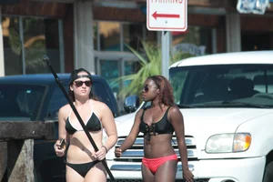 Sexy Florida beach bikini girls, some topless