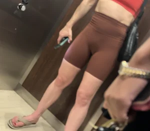 Fit / Jiggly Blonde in tight spandex shorts ( OC , VPL )
