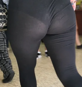 Big Chubby Booty in Black Tights Street Creepshot