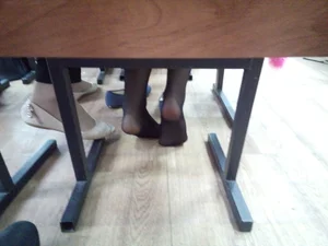 Feet in Black Pantyhose Classroom Creepshot
